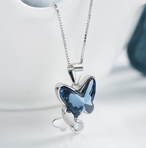 Butterfly Blue Pendant Necklace