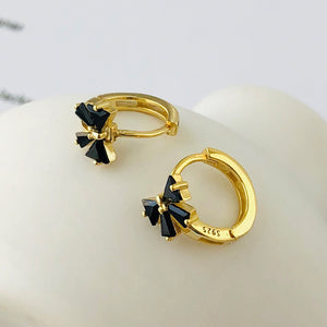 Golden Black Bow Earrings