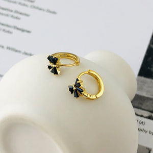 Golden Black Bow Earrings