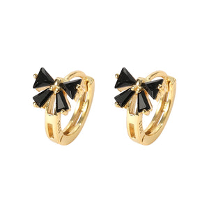 Golden Black Bow Earrings